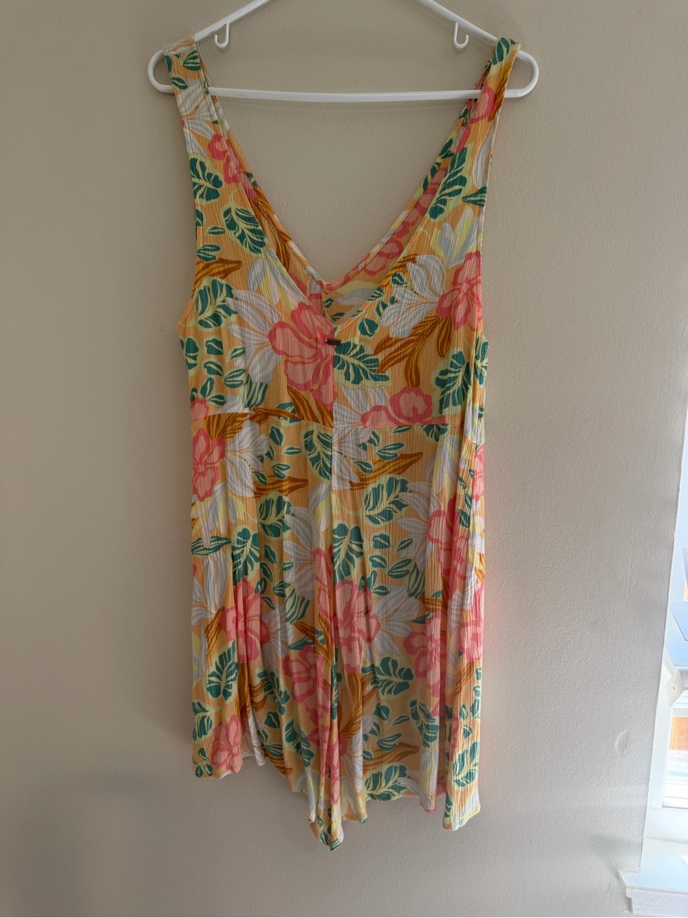 Rip Curl Hawaiian Floral Romper Sleeveless V-Neck Beach Cover-Up Size Small